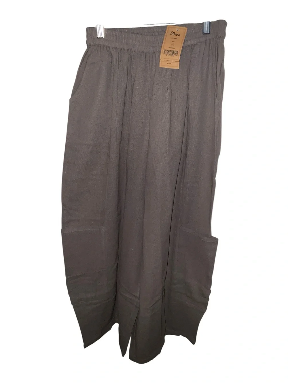 NWT Rhea Ava Pants Gray 100% Cotton Gauze Wide Leg Boho L/XL A26